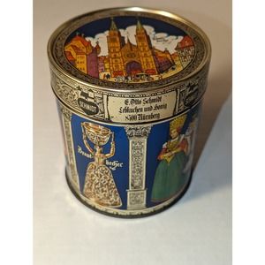 Vintage E. Otto Schmidt Germany Cookie Round Tin Nurnberger Land Geht Dutch
